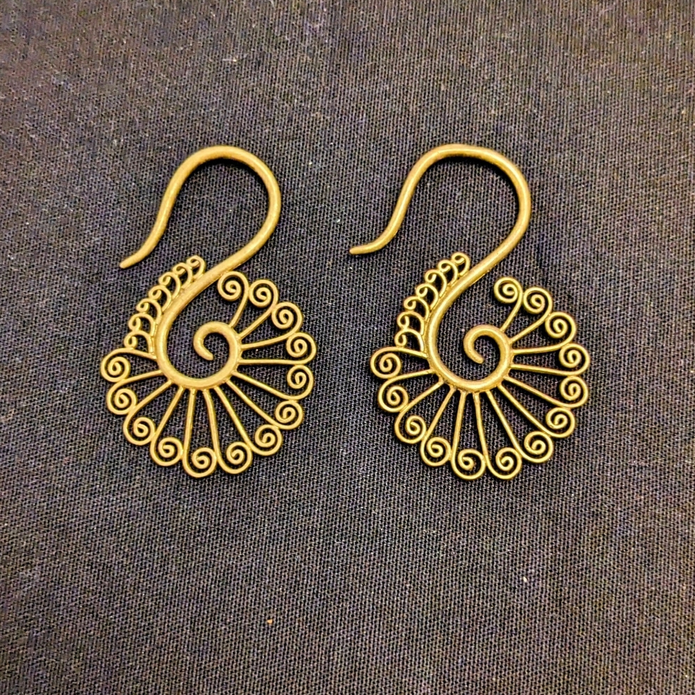 Bronze Gauged Earrings NWOT - Picture 2 of 2